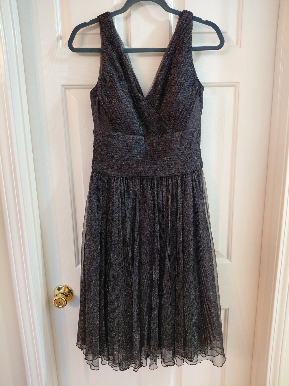 Coldwater Creek Metallic Charcoal Sleeveless Midi Dress